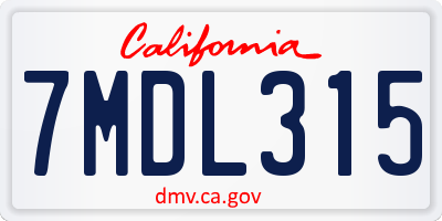 CA license plate 7MDL315