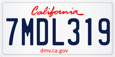 CA license plate 7MDL319