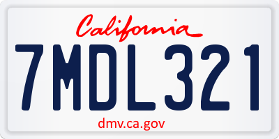 CA license plate 7MDL321