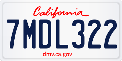 CA license plate 7MDL322