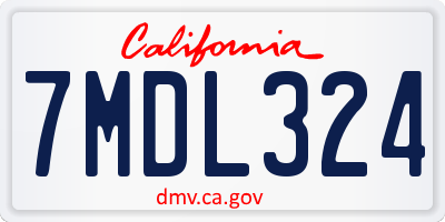 CA license plate 7MDL324