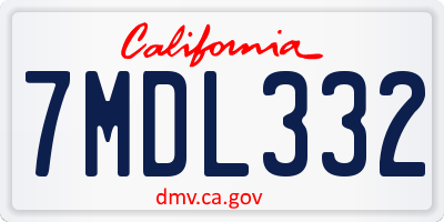 CA license plate 7MDL332