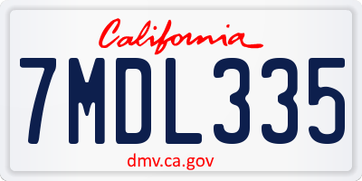 CA license plate 7MDL335