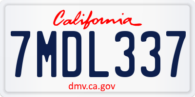 CA license plate 7MDL337