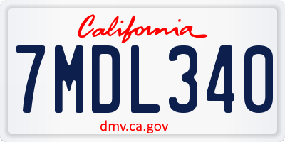 CA license plate 7MDL340