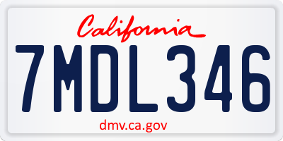 CA license plate 7MDL346