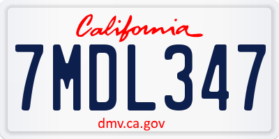 CA license plate 7MDL347