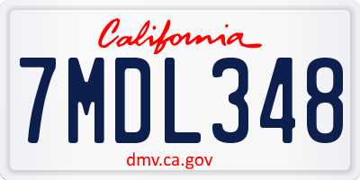 CA license plate 7MDL348