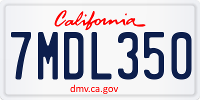 CA license plate 7MDL350