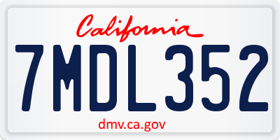 CA license plate 7MDL352