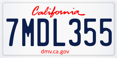 CA license plate 7MDL355