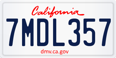 CA license plate 7MDL357