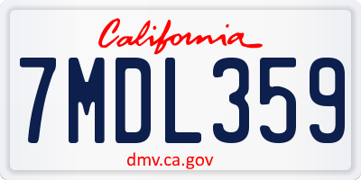 CA license plate 7MDL359