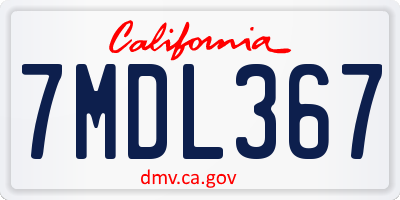 CA license plate 7MDL367