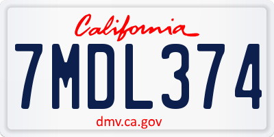 CA license plate 7MDL374