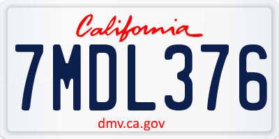 CA license plate 7MDL376
