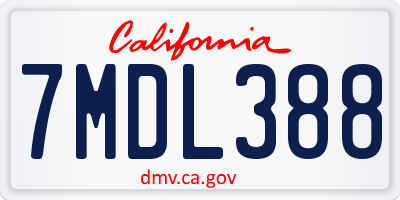 CA license plate 7MDL388