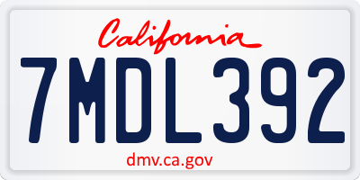 CA license plate 7MDL392