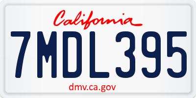 CA license plate 7MDL395