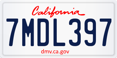 CA license plate 7MDL397
