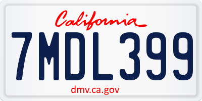 CA license plate 7MDL399