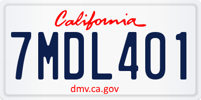 CA license plate 7MDL401