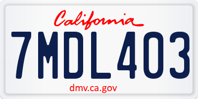 CA license plate 7MDL403