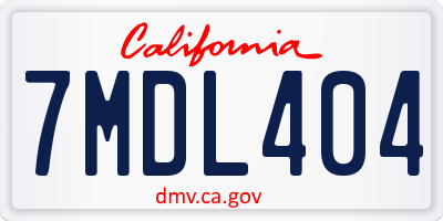 CA license plate 7MDL404