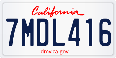 CA license plate 7MDL416