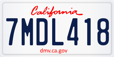 CA license plate 7MDL418