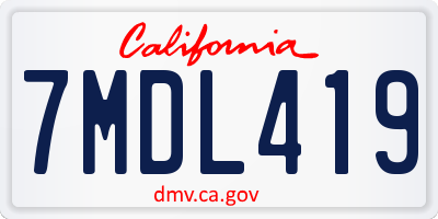 CA license plate 7MDL419