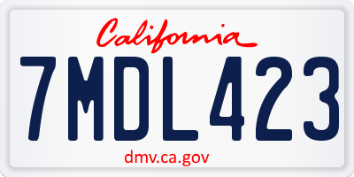 CA license plate 7MDL423