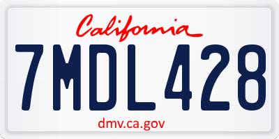 CA license plate 7MDL428