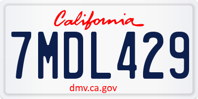 CA license plate 7MDL429