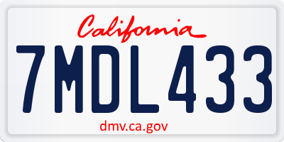 CA license plate 7MDL433