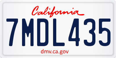 CA license plate 7MDL435