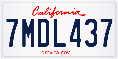 CA license plate 7MDL437