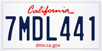 CA license plate 7MDL441