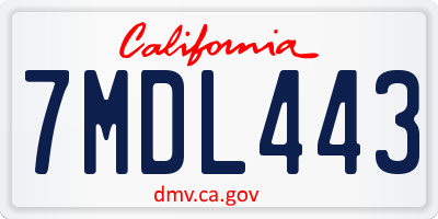 CA license plate 7MDL443
