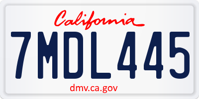 CA license plate 7MDL445