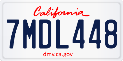 CA license plate 7MDL448