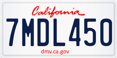 CA license plate 7MDL450