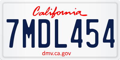 CA license plate 7MDL454