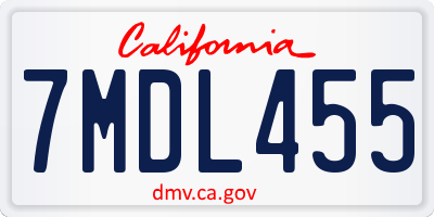 CA license plate 7MDL455
