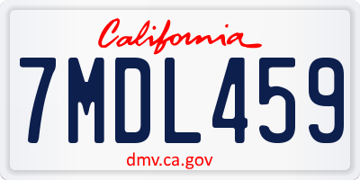 CA license plate 7MDL459