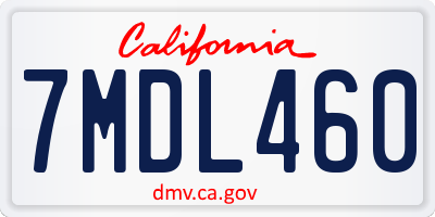 CA license plate 7MDL460