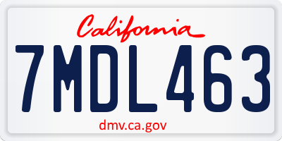 CA license plate 7MDL463