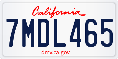 CA license plate 7MDL465