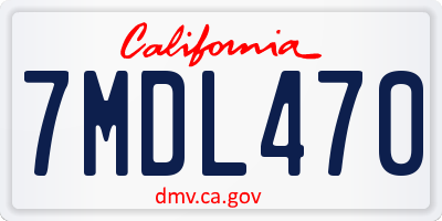 CA license plate 7MDL470