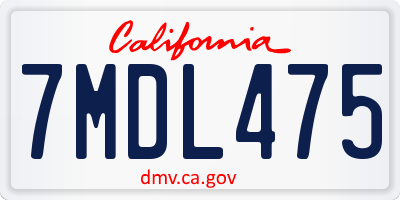 CA license plate 7MDL475